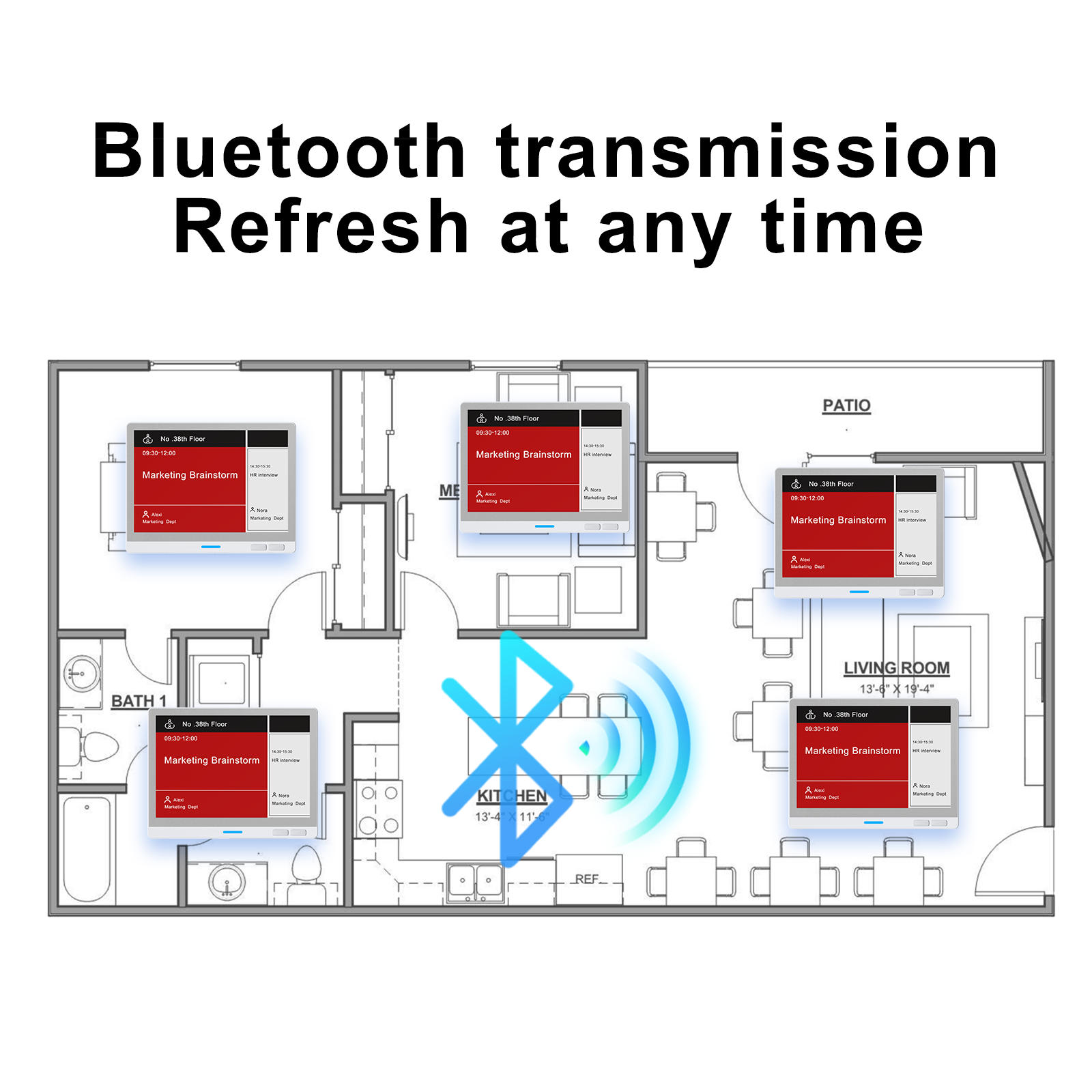 TIBURN E-ink Smart Door Sign 7.5 Inches